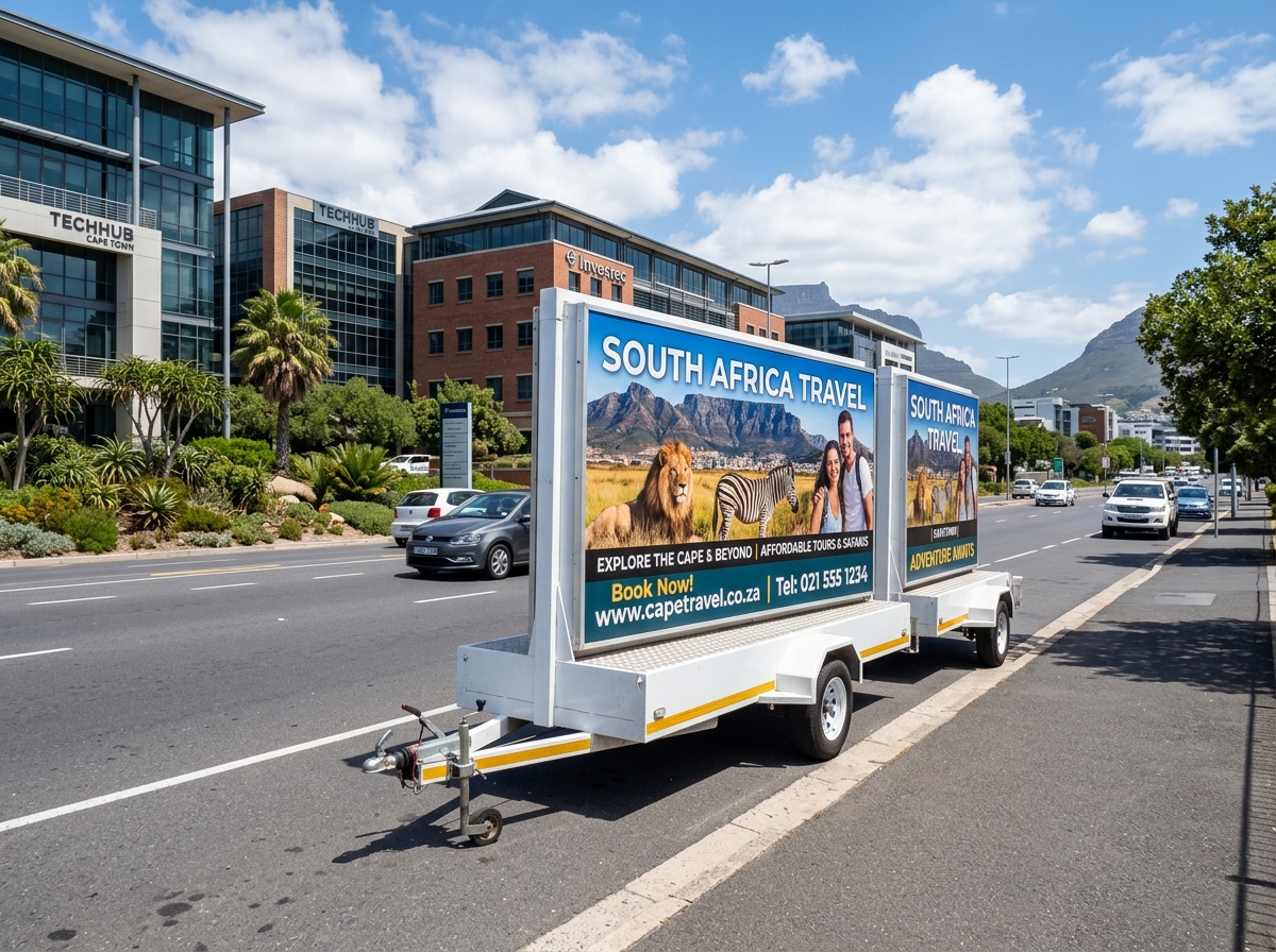 Trailer-mounted double-sided advertising billboard